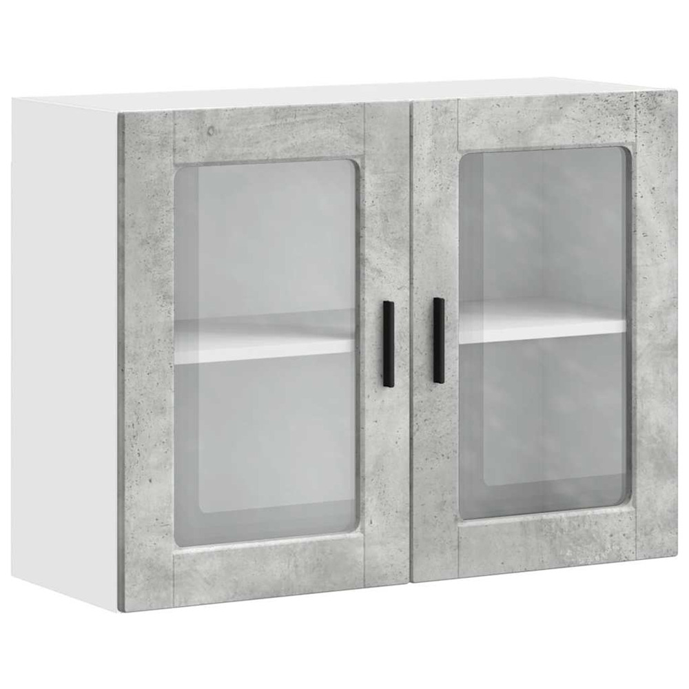 Armoire murale de cuisine avec porte en verre porto gris béton