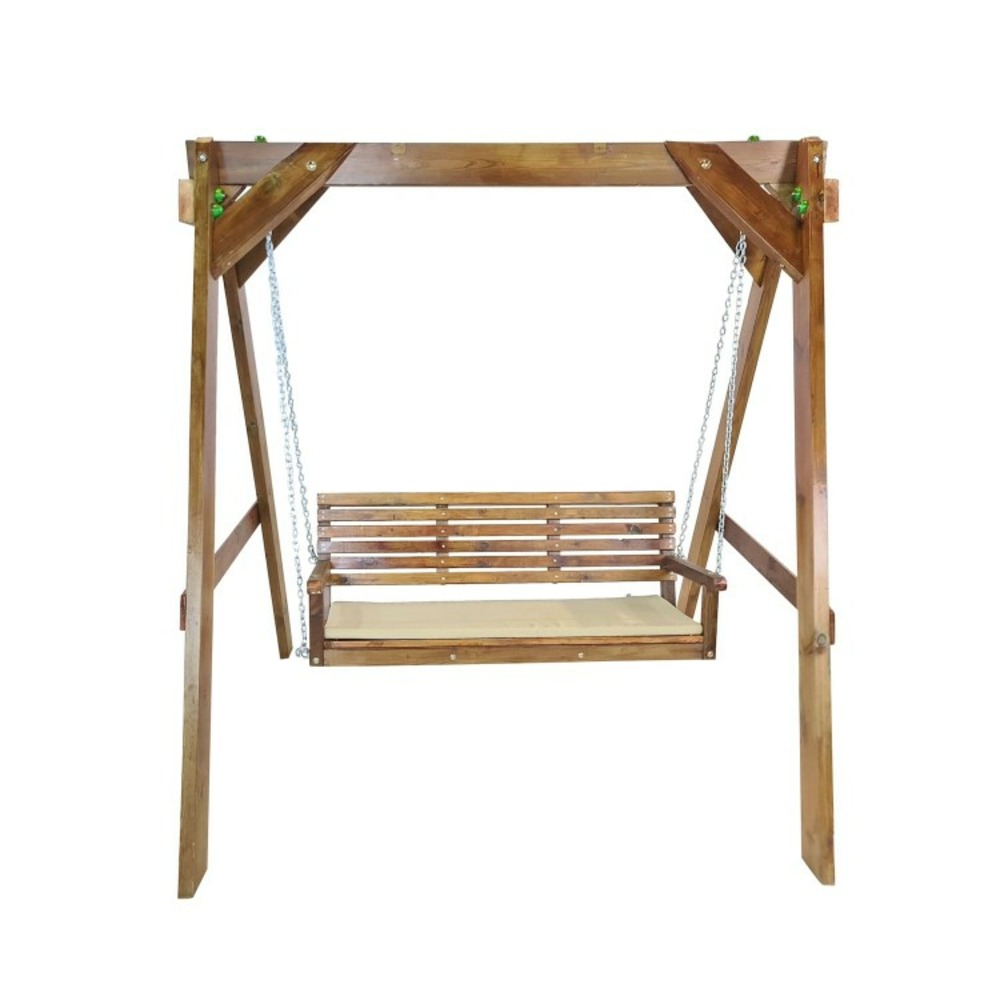 Balançoire de jardin masgames elna l avec coussin sur le banc