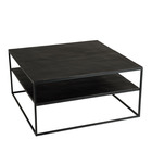 Table basse 80x80cm aluminium noir pieds métal