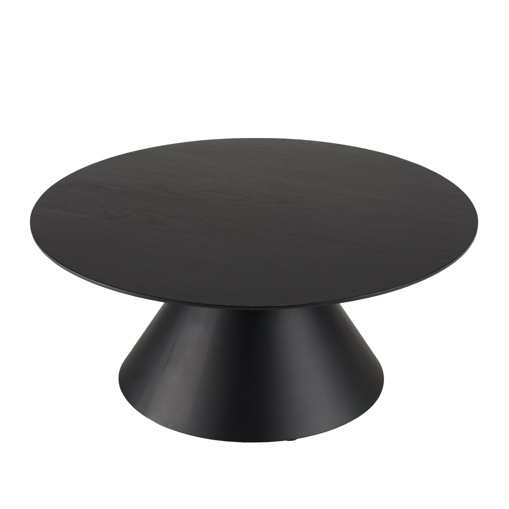 Table basse ronde noire 78x78cm pied conique métal