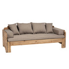 Canapé-lit bois pin recyclé 3 places avec coussins
