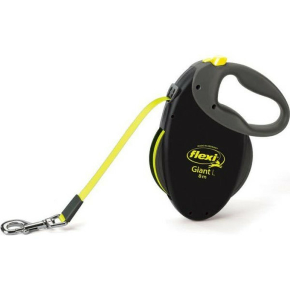 Laisse enrouleur neon giant - flexi - gt3-210-s-neo-12 - noir et jaune - pour chiens jusqu'a 50 kg