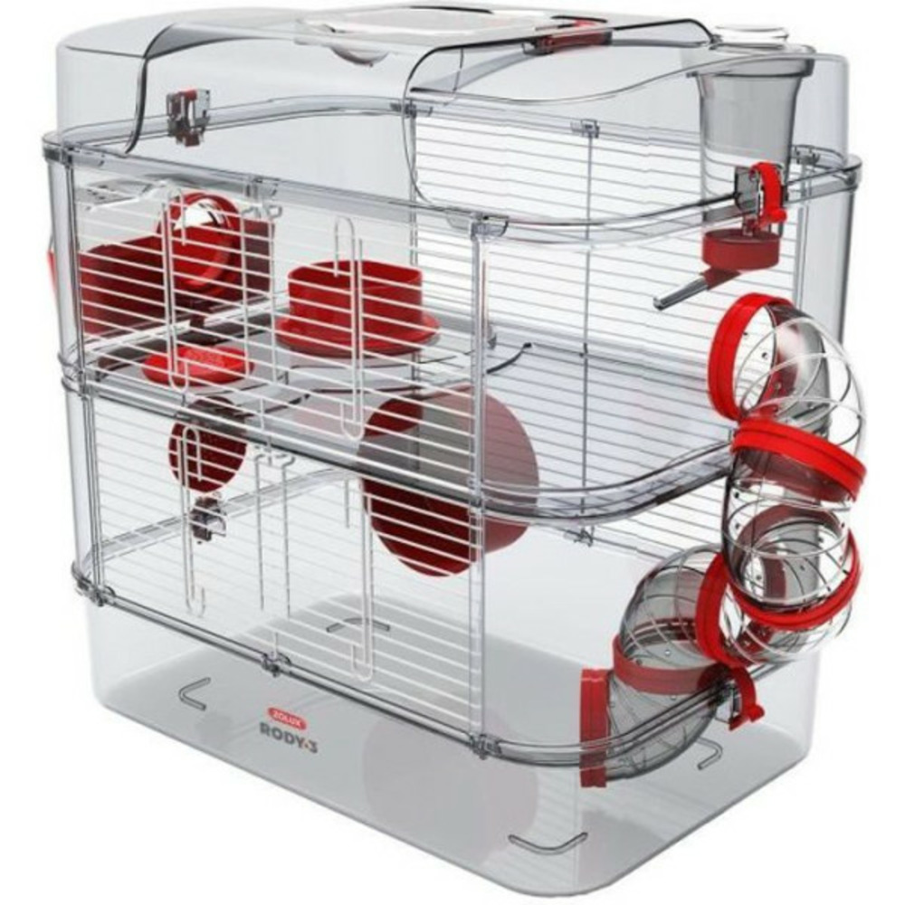 ZOLUX Cage sur 2 étages pour hamsters, souris et gerbilles - Rody3 duo - L  41 x p 27 x h 40,5 cm - Grenadine