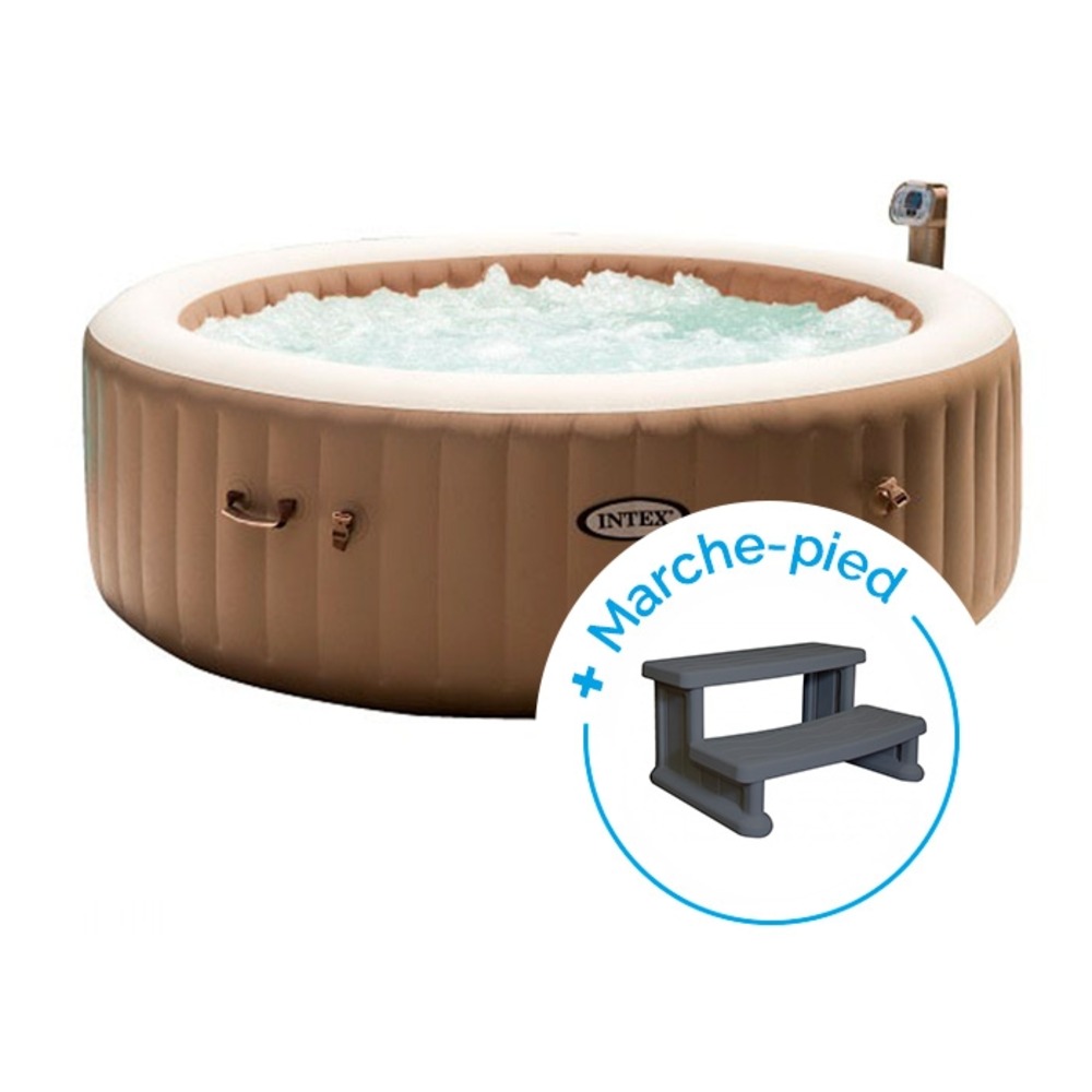 Pack spa gonflable intex purespa sahara 6 personnes + marche-pied