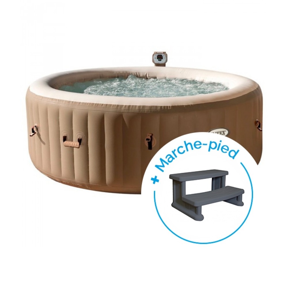Pack spa gonflable intex purespa sahara 4 personnes + marche-pied