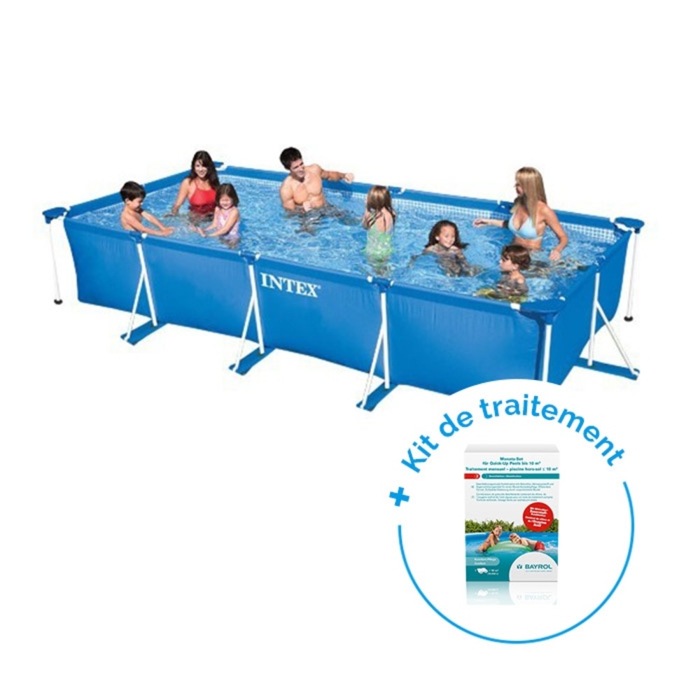 Pack piscine tubulaire intex metalframe junior 4,50 x 2,20 x 0,84 m + traitement pour piscines < 10 m³