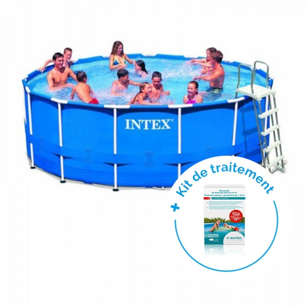 Pack kit piscine tubulaire intex metalframe 4,57 x 1,22 m + traitement pour piscines < 20 m³