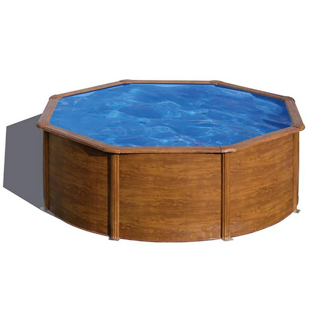 Piscine ronde acier gré sicilia imitation bois - ø 3 x 1,20 m