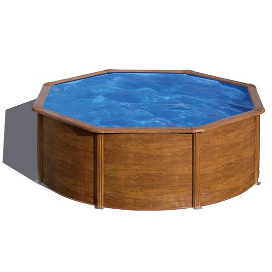 Piscine ronde acier gré sicilia imitation bois - ø 3 x 1,20 m