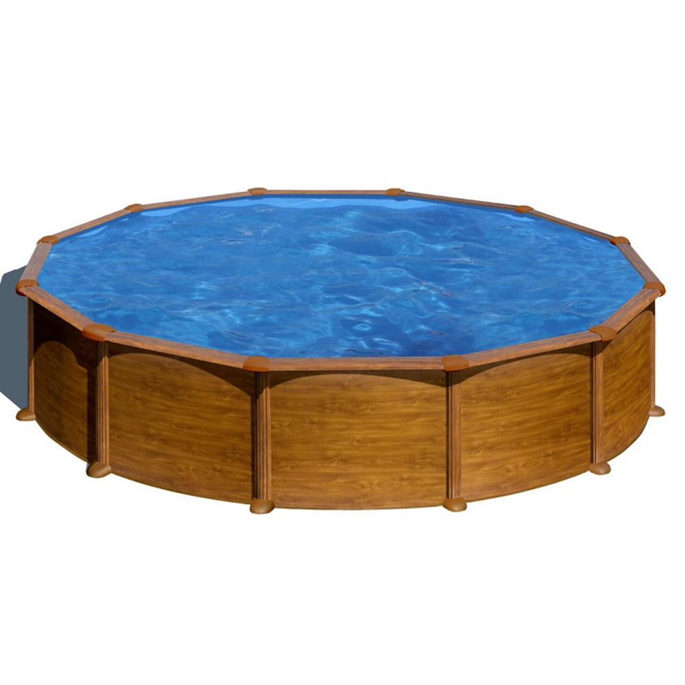 Piscine ronde acier gre mauritius imitation bois - ø 5,50 x 1,32 m