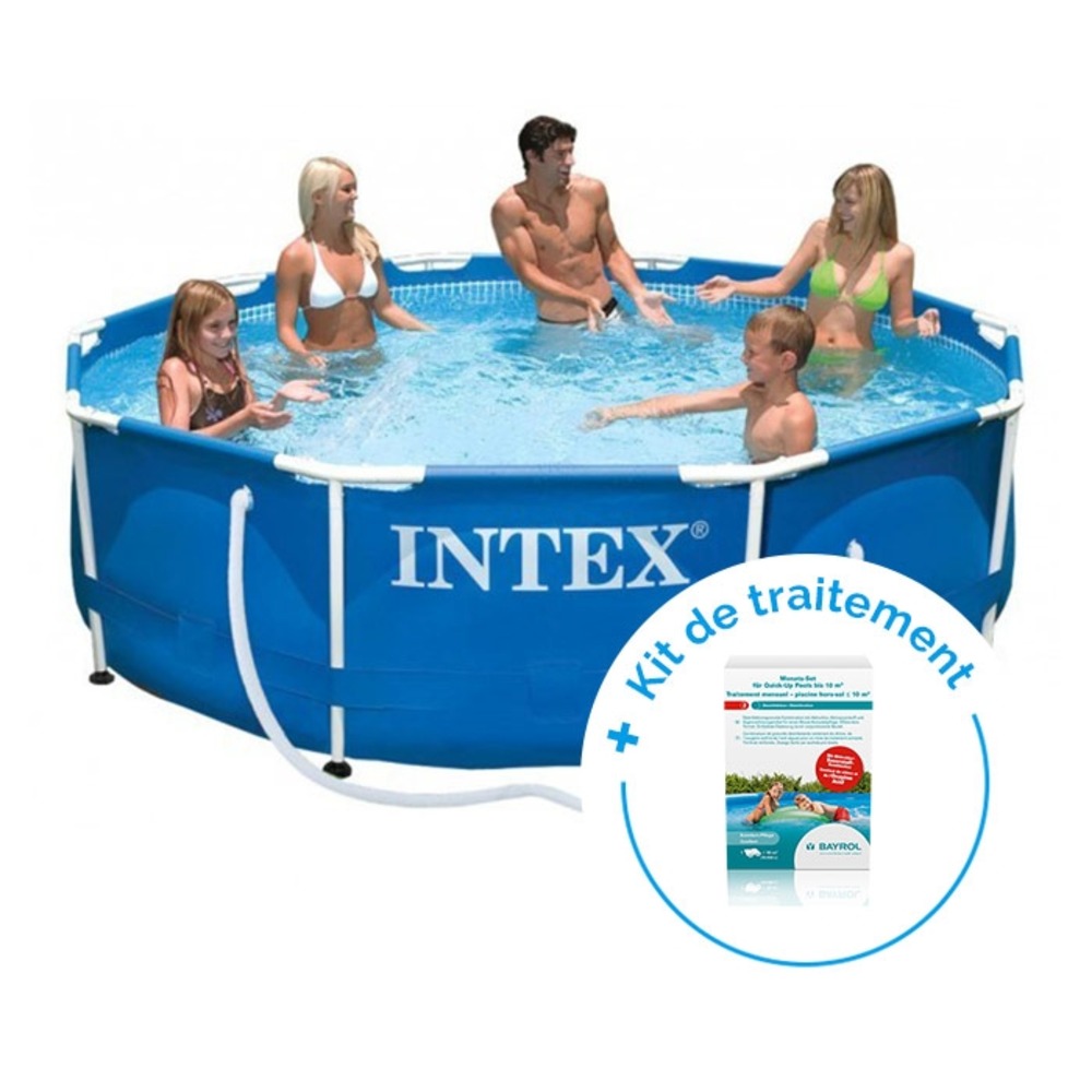 Pack piscine tubulaire intex metalframe 3,66 x 0,76 m + traitement pour piscines < 10 m³