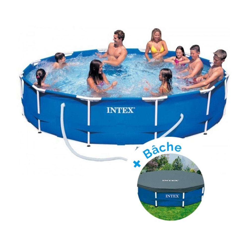 Pack piscine tubulaire intex metalframe 3,66 x 0,76 m + bâche