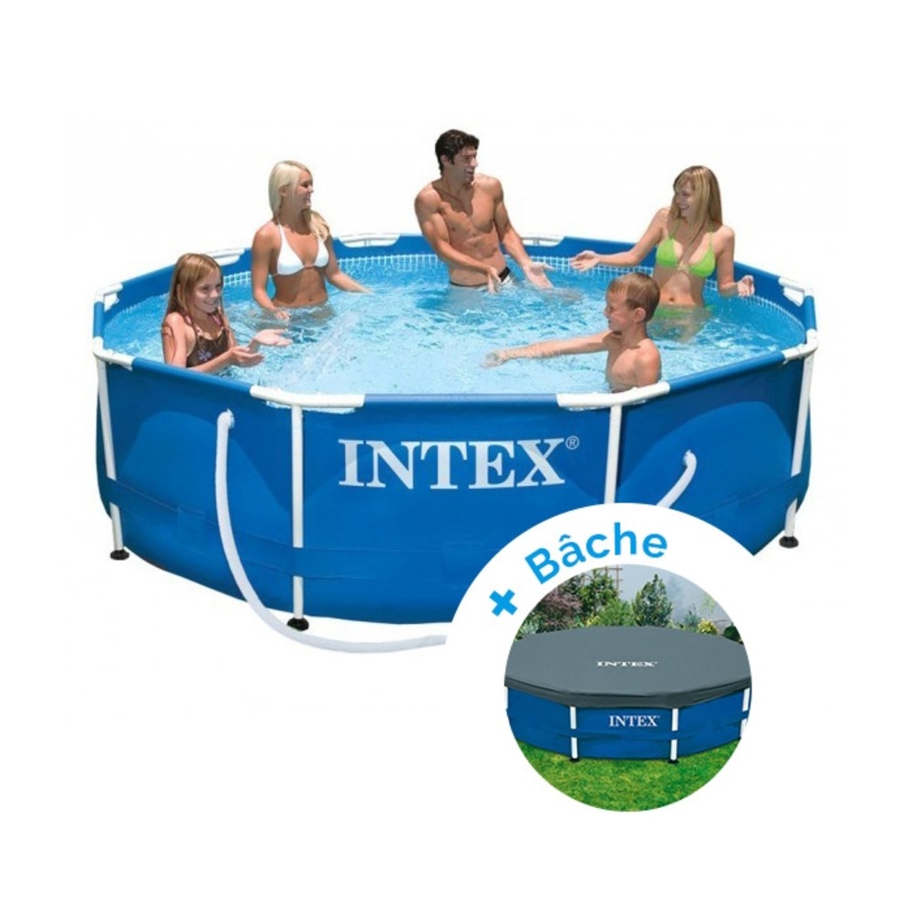 Pack piscine tubulaire et épurateur intex metalframe 3,05 x 0,76 m + bâche