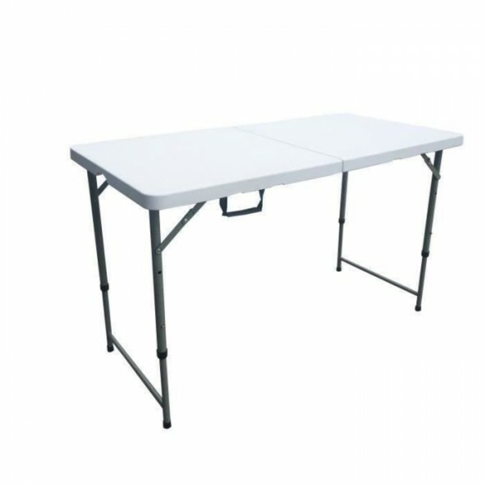 Table de réception pliante - 4 personnes - 122 cm - structure en acier et plateau en polyéthylene pehd - blanc