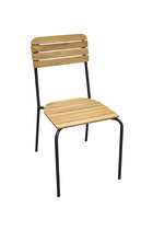 4 chaises de jardin SCOOL empilables en metal et bois d'acacia naturel
