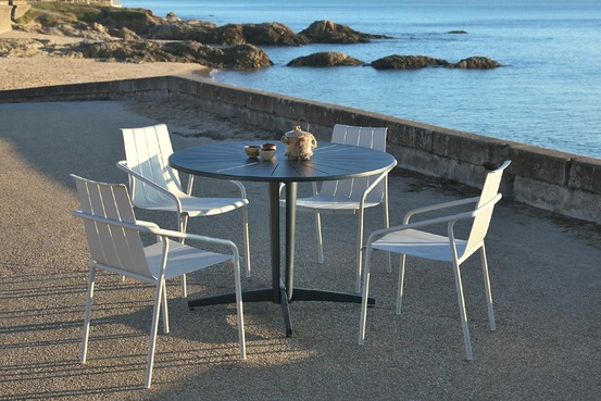 Ensemble repas d'extérieur FLEOLE pour 4 pers., aluminium, ANTHRACITE/PERLE