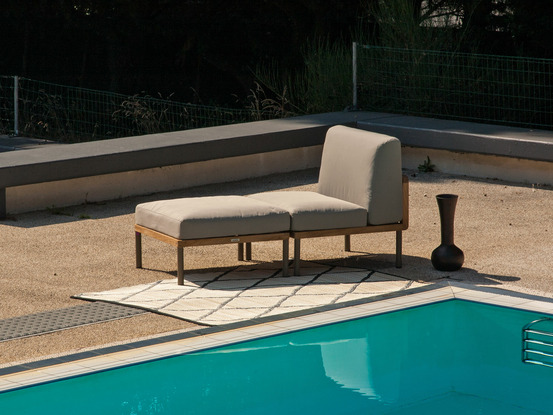 Ensemble modulable de 2 éléments KALLYSTA en teck avec coussinage