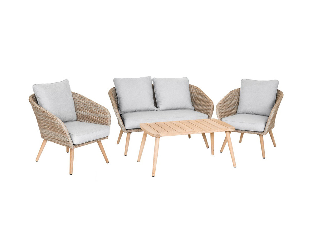 Salon détente koh tao 4 personnes en résine tressée jardiline