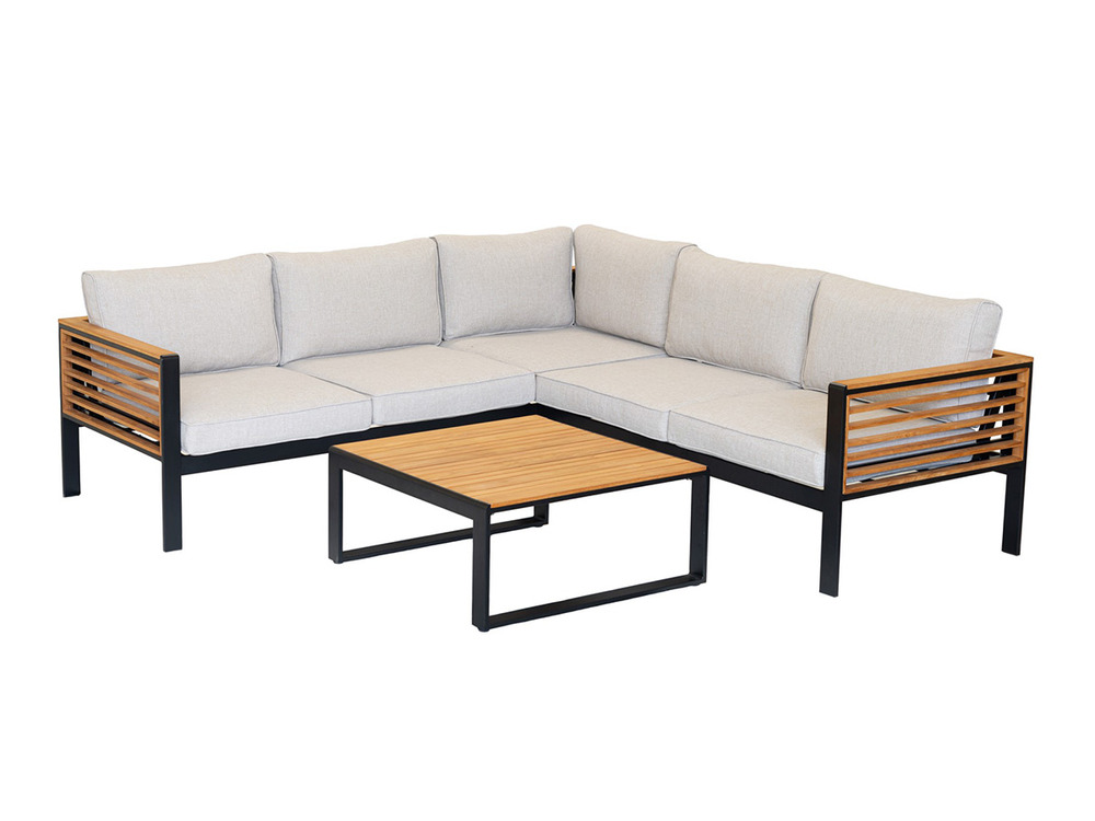 Salon détente martinique 5 personnes en aluminium et teck jardiline