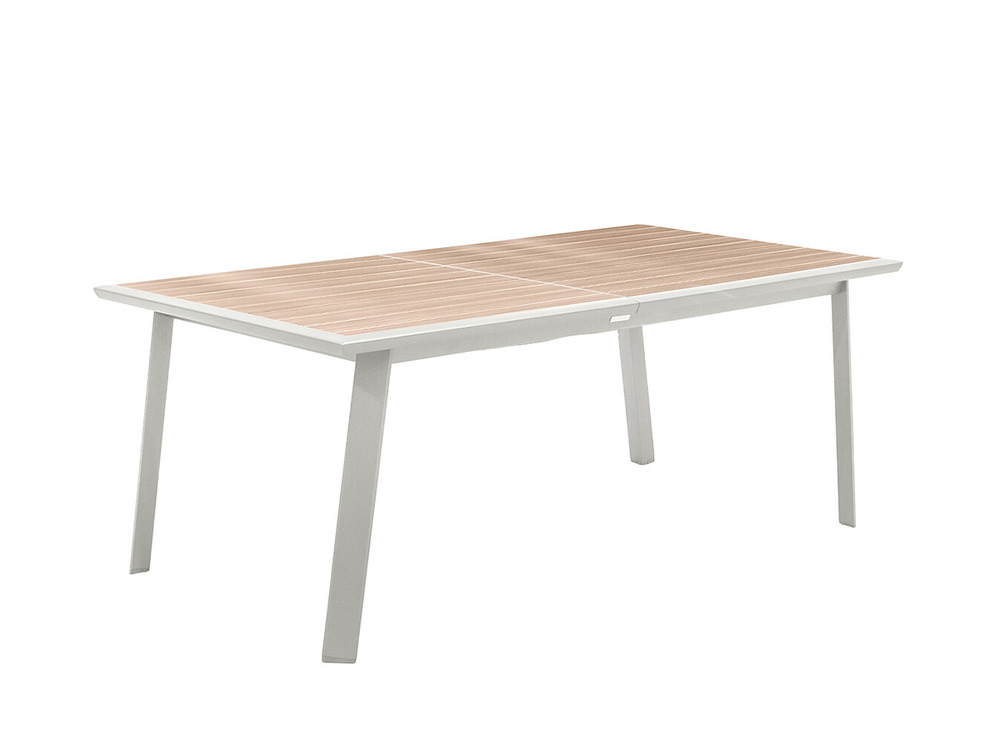 Table extensible rectangulaire alu lin/blanc pavane - 8/12 places