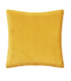 Coussin décoratif en velours jaune ocre et motif otto 55 x 55 cm