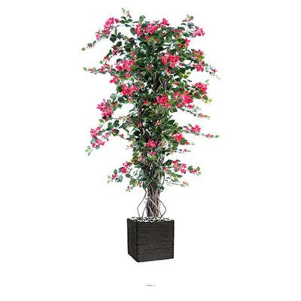 Bougainvillier artificiel en pot tronc naturel lianes h 210 cm rose fushia - dim