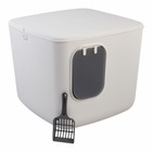 Bac à litière fermé, portable, pelle incluse, pour chat - cat litter box - cclb-500, blanc