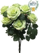 Bouquet de rose paris artificielle, 10 têtes, h 42 cm vert été - best - couleur: