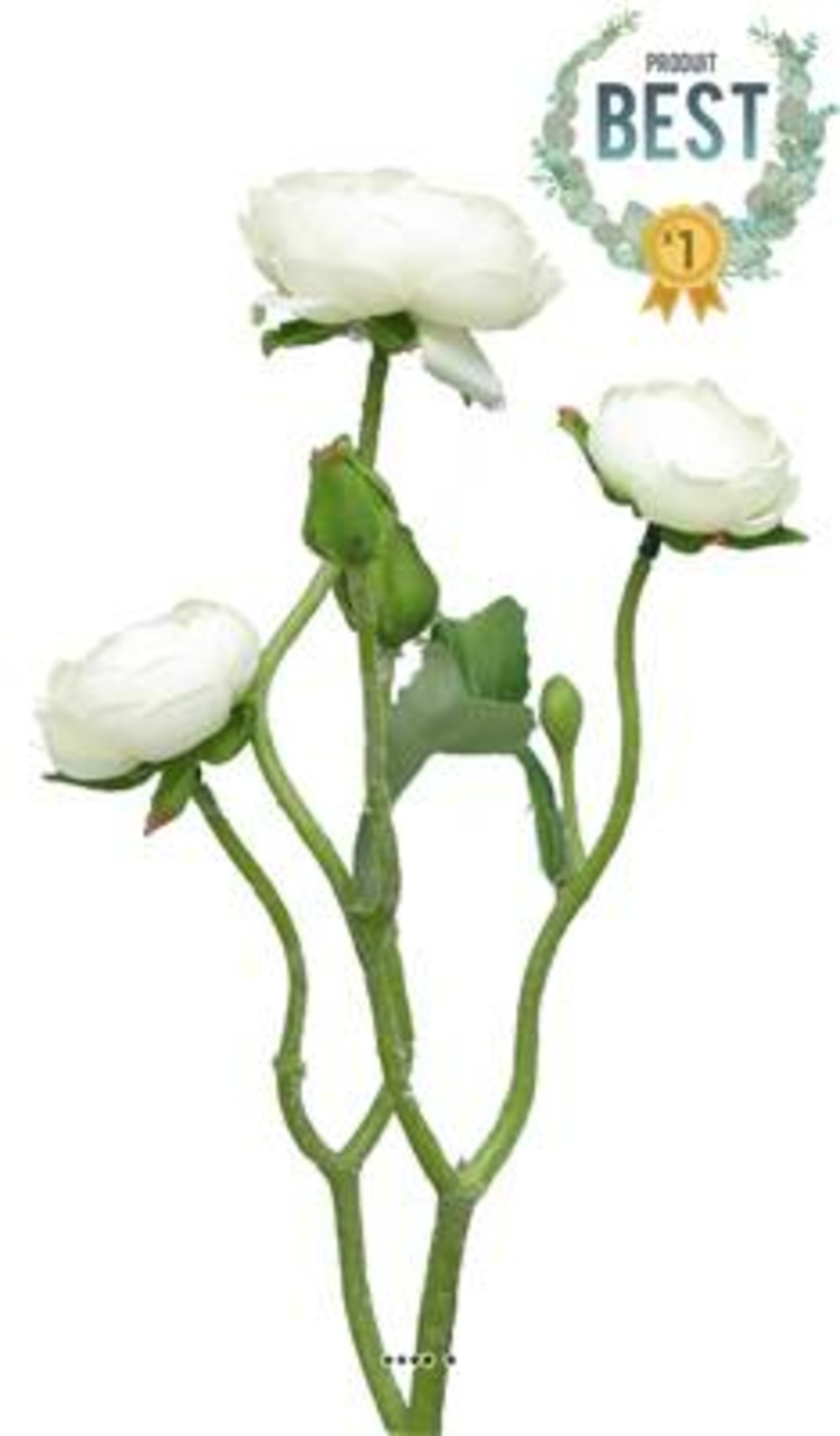 Renoncule factice en tige 2 ramures 3 grandes têtes h48cm crème - best - couleur