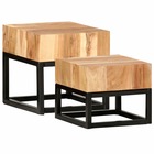 Tables d'appoint 2 pcs bois d'acacia solide