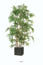 Bambou oriental artificiel 15 cannes moyennes en pot feuillage tissu h 200 cm d