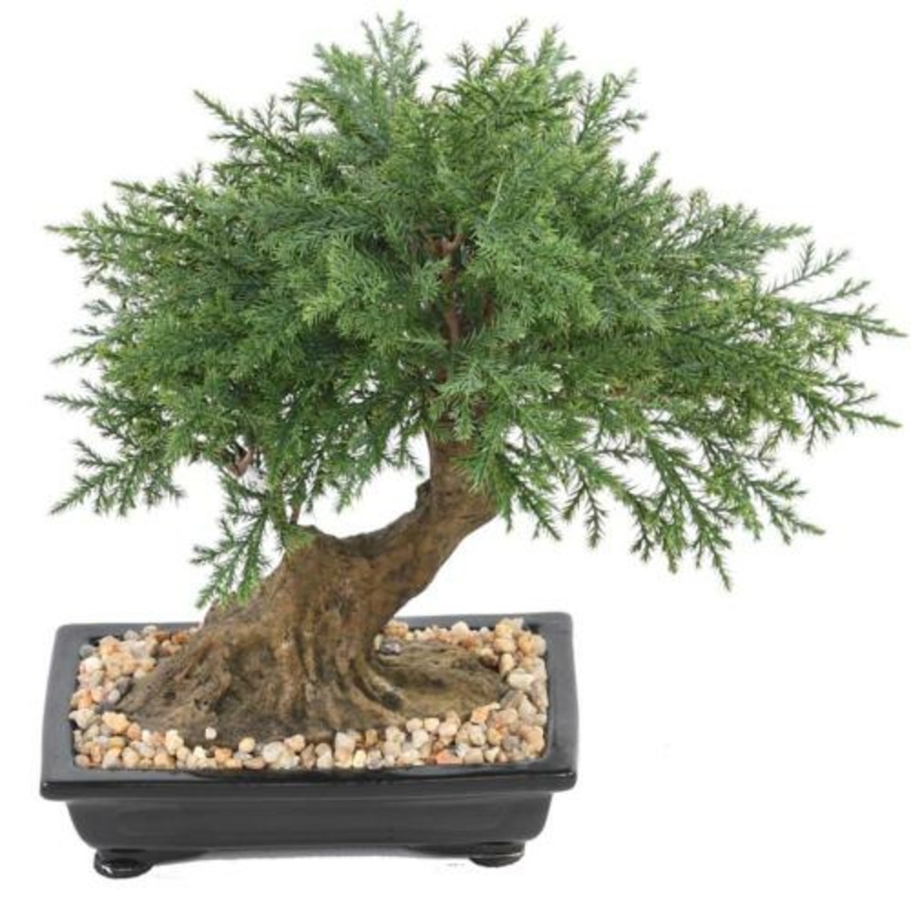 Bonsaï genévrier artificiel h 30 cm d 30 cm en pot - dimhaut: h 30 cm - couleur: