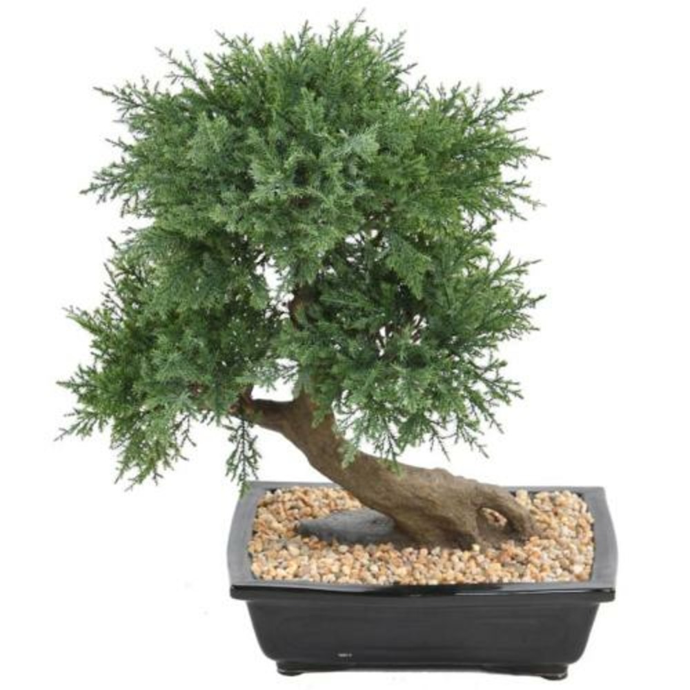 Bonsaï genévrier artificiel h 55 cm d 50 cm en pot - dimhaut: h 55 cm - couleur: