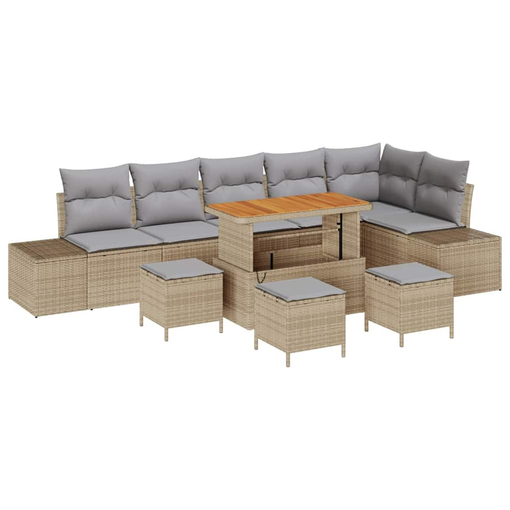 Ensemble de canapé de jardin 9 pcs beige et gris clair