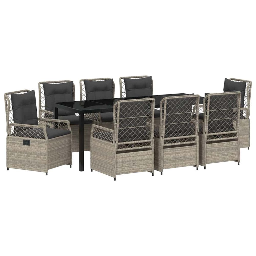 Ensemble de salle à manger pour jardin 9 pc gris clair