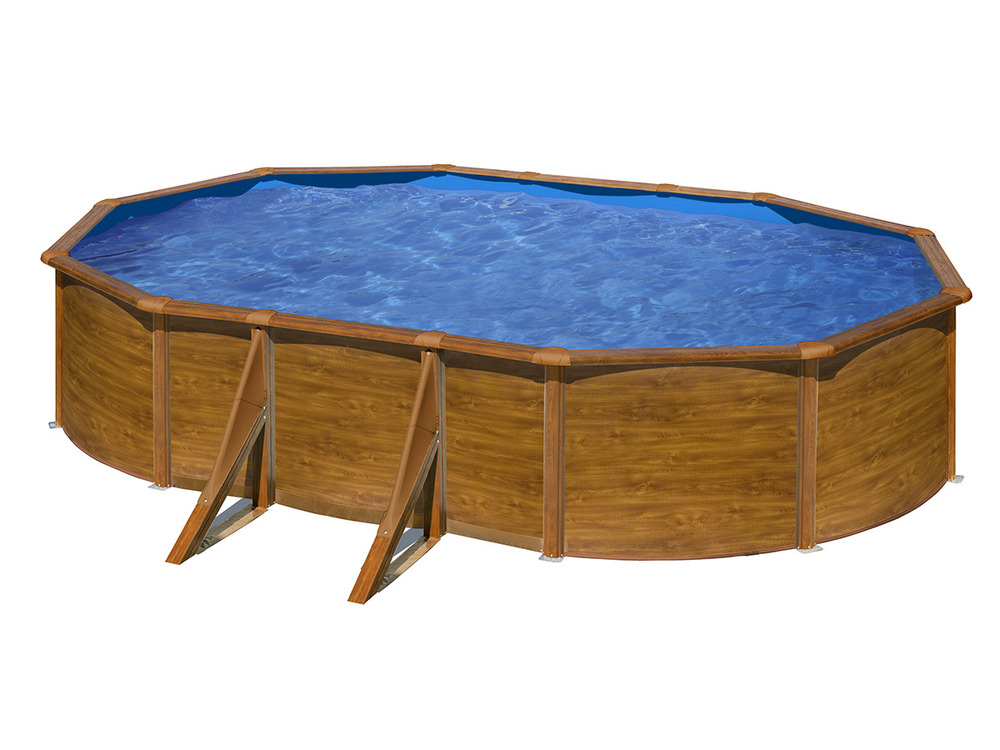 Piscine acier aspect bois pacific ovale 5,27 x 3,27 x 1,22 m