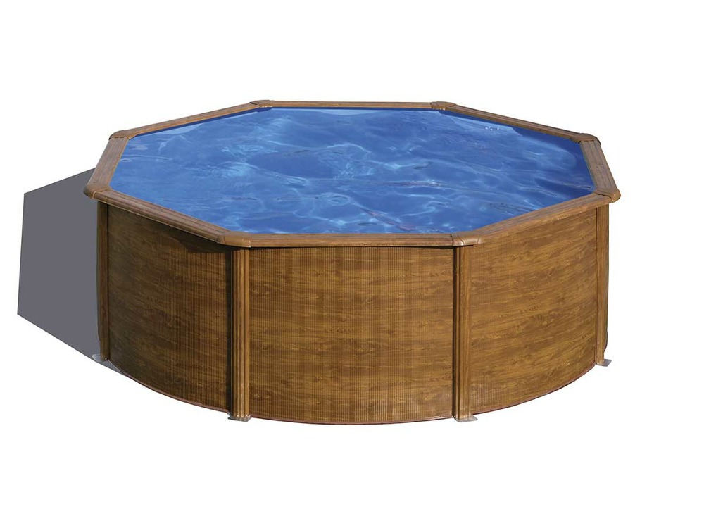 Piscine acier aspect bois sicilia ronde 3,70 x 1,22 m