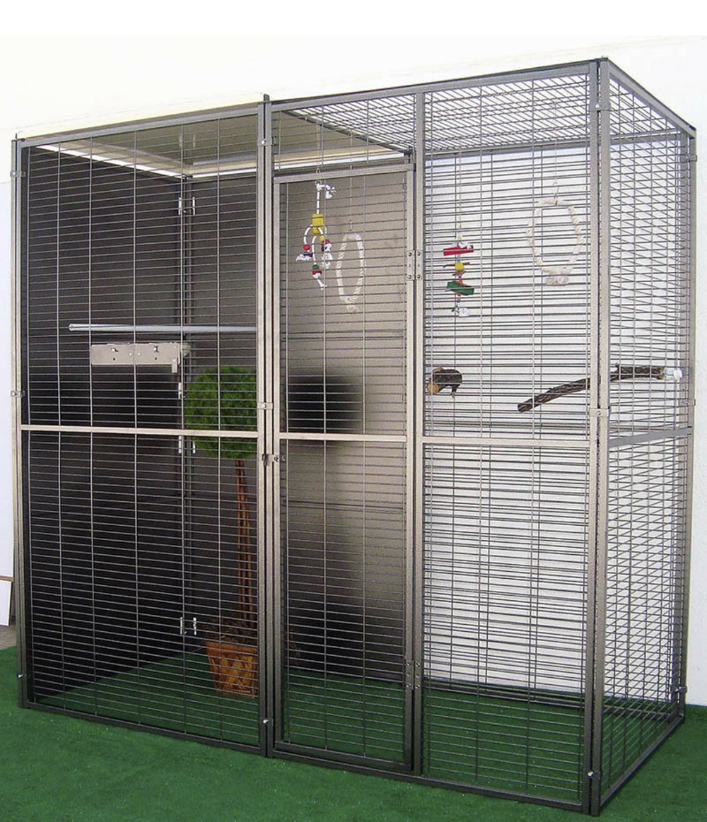 Volière de jardin pour perroquets de 2m² à toit mixte