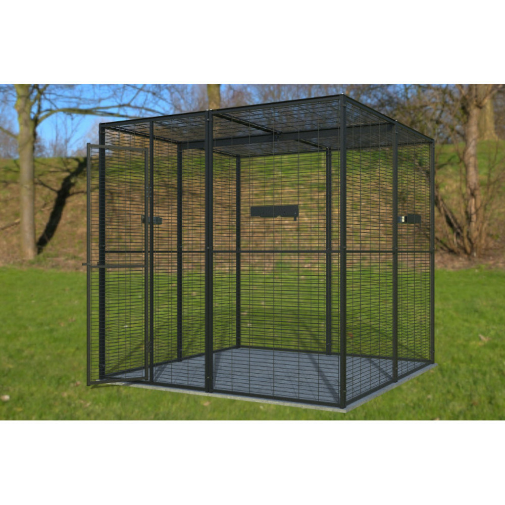Volière de jardin pour perroquets de 4m² à toit maille
