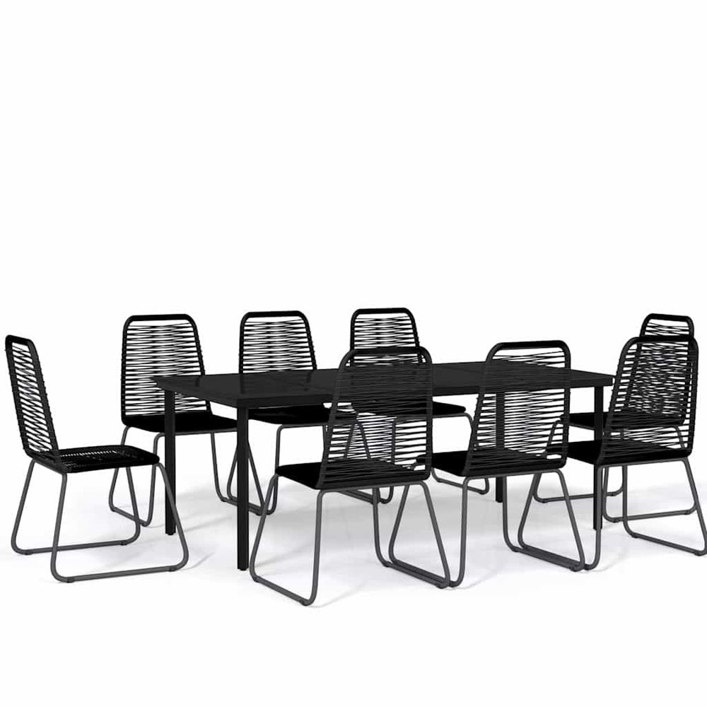 Ensemble à manger de jardin 9 pcs noir