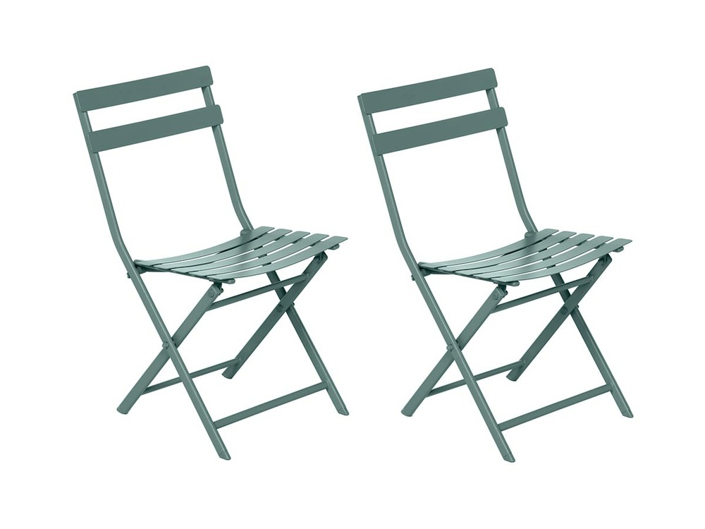 Lot de 2 chaises de jardin métal pliante greensboro vert jade