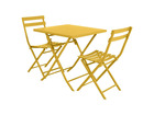 Salon de jardin carré en métal greensboro 70 x 70 cm moutarde avec 2 chaises