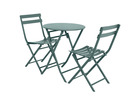 Salon de jardin rond en métal greensboro ø 60 cm vert jade avec 2 chaises
