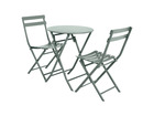 Salon de jardin rond en métal greensboro ø 60 cm olive avec 2 chaises