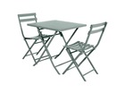 Salon de jardin carré en métal greensboro 70 x 70 cm olive avec 2 chaise