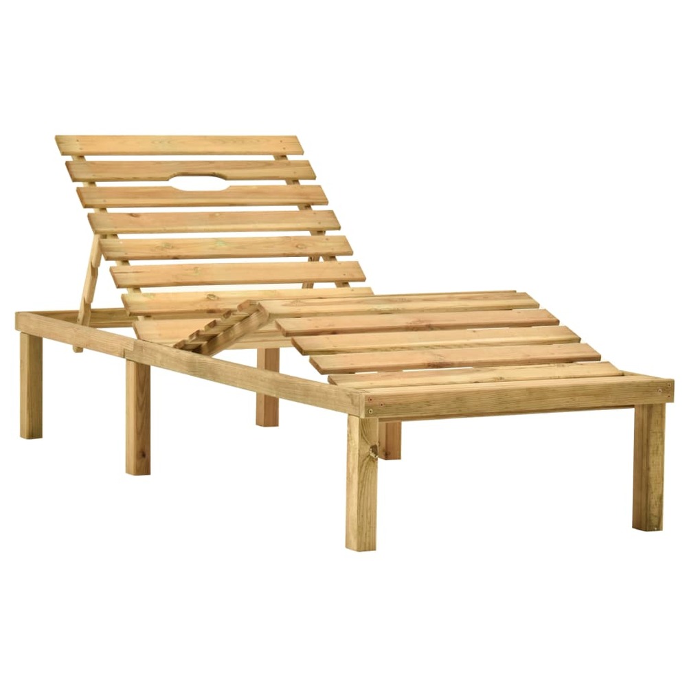Chaise longue avec coussin vert bois de pin imprégné