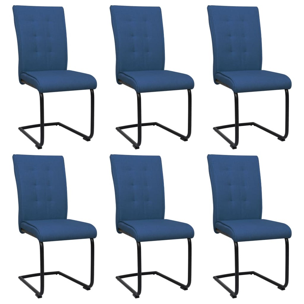 Chaises de salle à manger cantilever 6 pcs bleu tissu