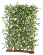 Bambou feuillage pe anti uv en haie socle bois l110cm h150cm vert - dimhaut: h 1