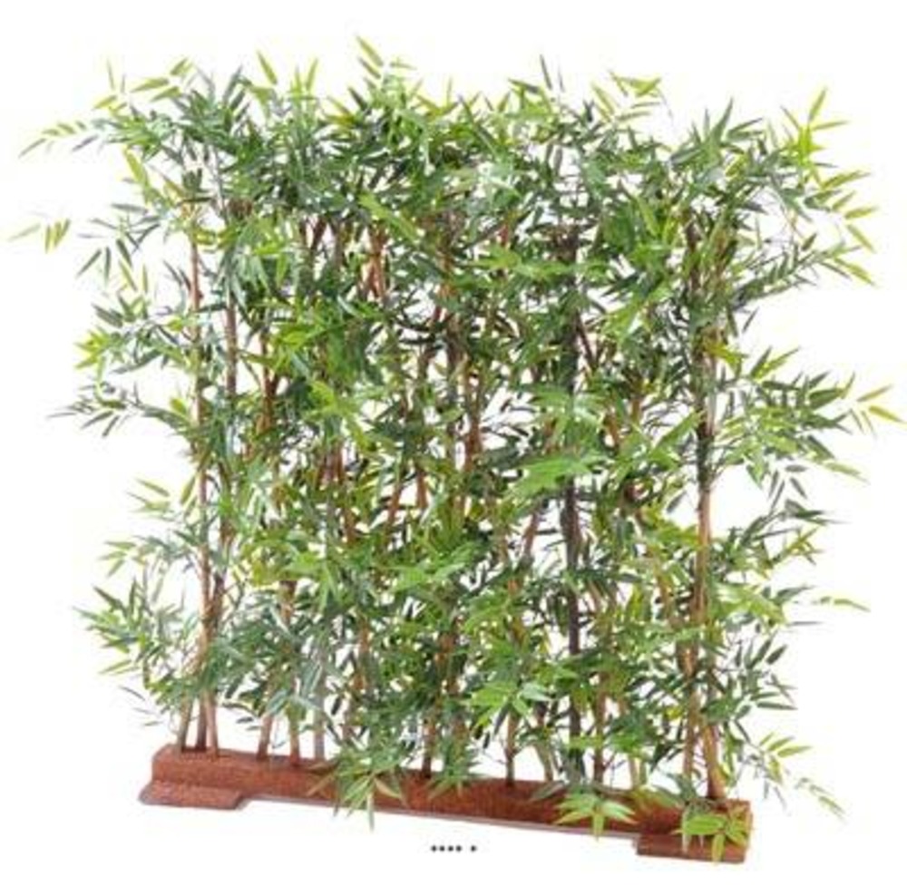 Bambou feuillage pe anti uv en haie socle bois l110cm h110cm vert - dimhaut: h 1
