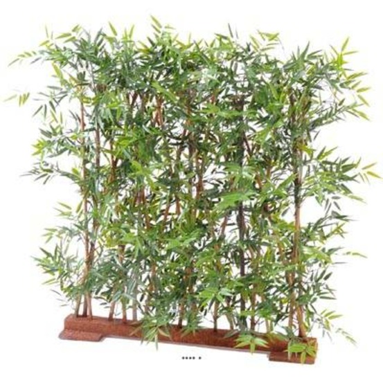 Bambou feuillage pe anti uv en haie socle bois l110cm h110cm vert - dimhaut: h 1